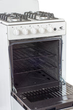 Magnificent Chef 20" Freestanding Gas Range, 2.4 Cu Ft Space Saver Oven, White | 1 Ultra-Fast & 3 Fast Burners, Cast Iron Grates, LP/NG Ready MGR20DNM54BDIB | Delivery Included & 2-Year Warranty