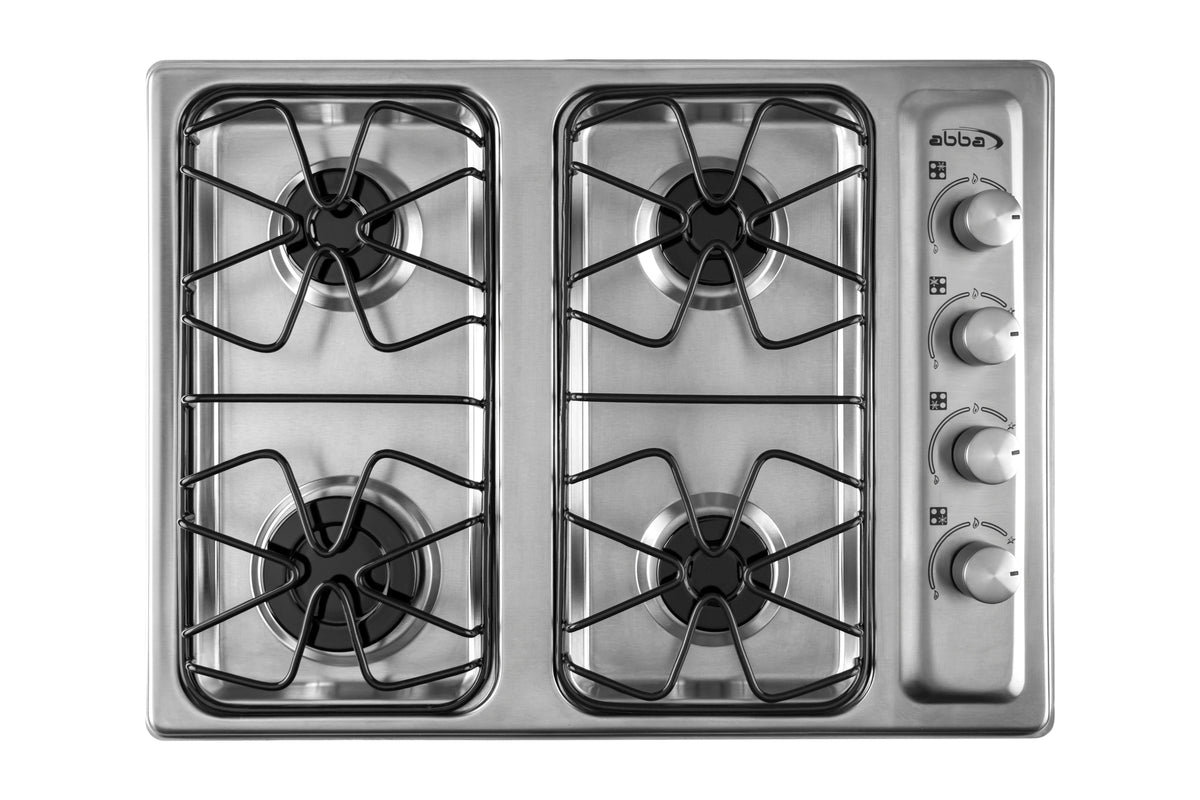 24" Gas Cooktop with Italian SABAF Sealed Burners, 1 Ultra-Fast and 3 Fast – Stainless Steel