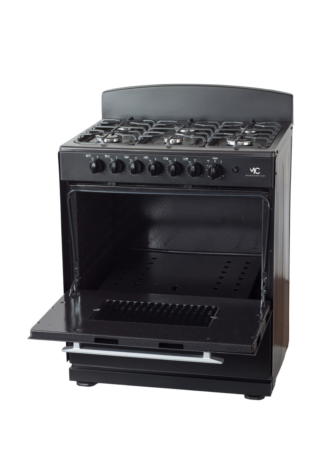 Magnificent Chef 30" Freestanding Gas Range, 4.0 Cu Ft Space Saver Oven, Black | 3 Ultra-Fast & 3 Fast Burners, Cast Iron Grates, LP/NG Ready MGR30DNM56BDIB | Delivery Included & 2-Year Warranty