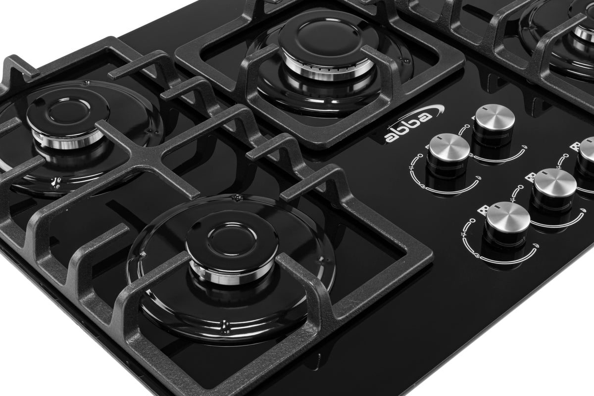 30" Gas Cooktop with Italian SABAF Sealed Burners, 1 Ultra-Fast and 4 Fast – Tempered Glass