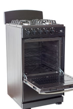 Magnificent Chef 20" Freestanding Gas Range, 2.4 Cu Ft Space Saver Oven, Black | 1 Ultra-Fast & 3 Fast Burners, Cast Iron Grates, LP/NG Ready MGR20DNM54BDIB | Delivery Included & 2-Year Warranty
