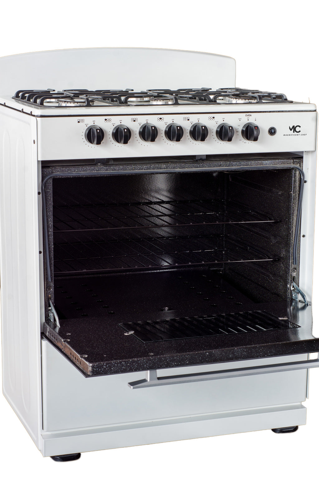 Magnificent Chef 30" Freestanding Gas Range, 4.0 Cu Ft Space Saver Oven, White | 3 Ultra-Fast & 3 Fast Burners, Cast Iron Grates, LP/NG Ready MGR30DNM56WDIB | Delivery Included & 2-Year Warranty