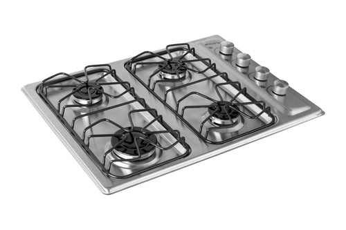 24" Gas Cooktop with Italian SABAF Sealed Burners, 1 Ultra-Fast and 3 Fast – Stainless Steel