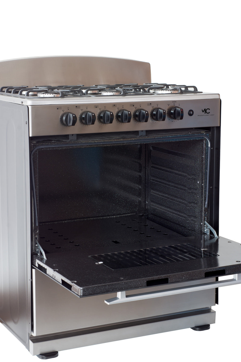 Magnificent Chef 30" Gas Range, 4.0 Cu Ft Space Saver Oven, Stainless Steel | 3 Ultra-Fast & 3 Fast Burners, Cast Iron Grates, LP/NG Ready MGR30DNM56TDIB | Delivery Included & 2-Year Warranty