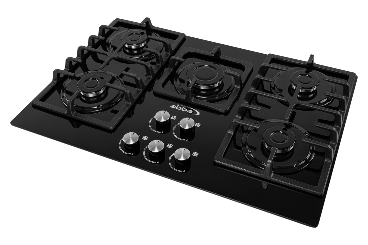 30" Gas Cooktop with Italian SABAF Sealed Burners, 1 Ultra-Fast and 4 Fast – Tempered Glass