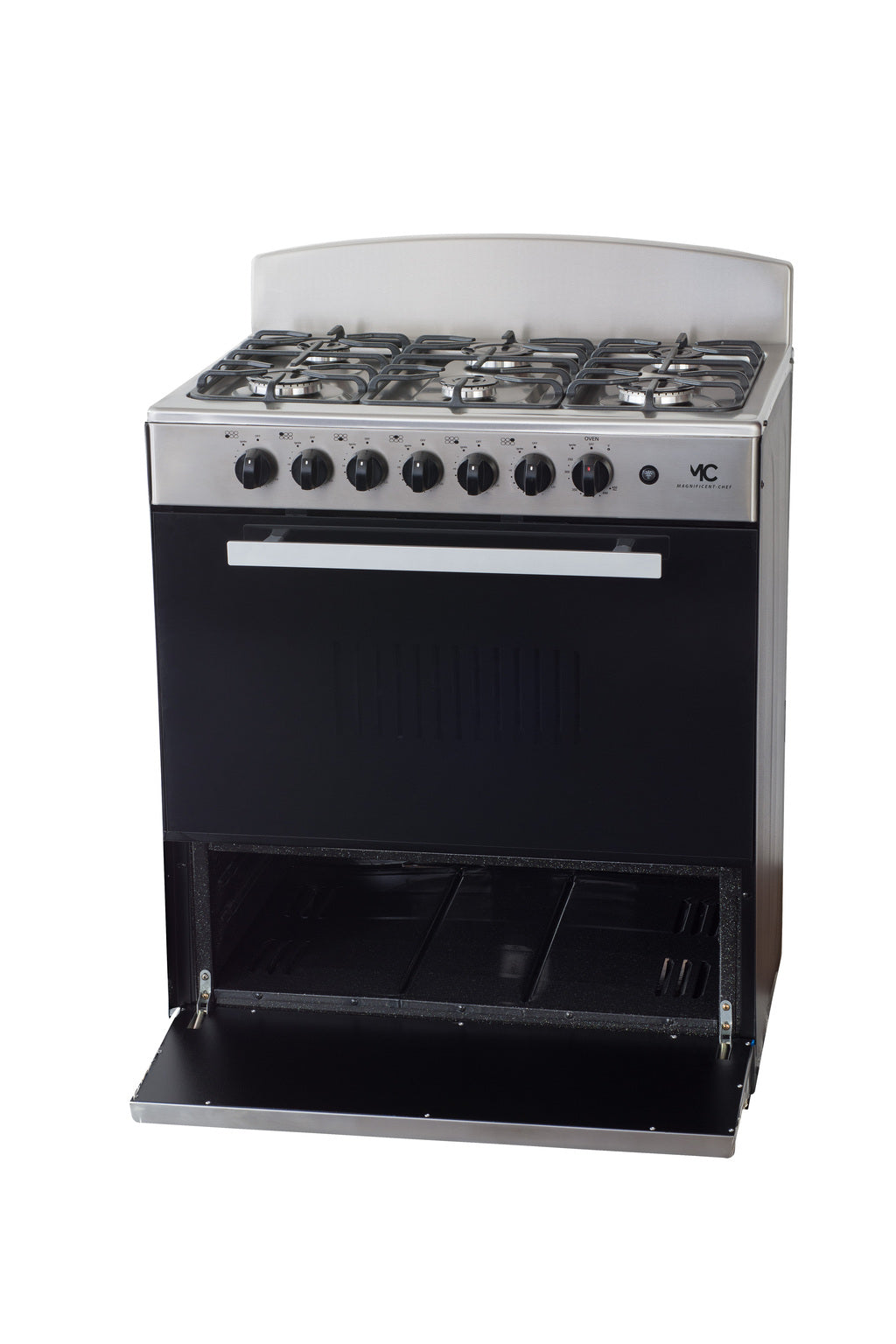 Magnificent Chef 30" Gas Range, 4.0 Cu Ft Space Saver Oven, Stainless Steel | 3 Ultra-Fast & 3 Fast Burners, Cast Iron Grates, LP/NG Ready MGR30DNM56TDIB | Delivery Included & 2-Year Warranty