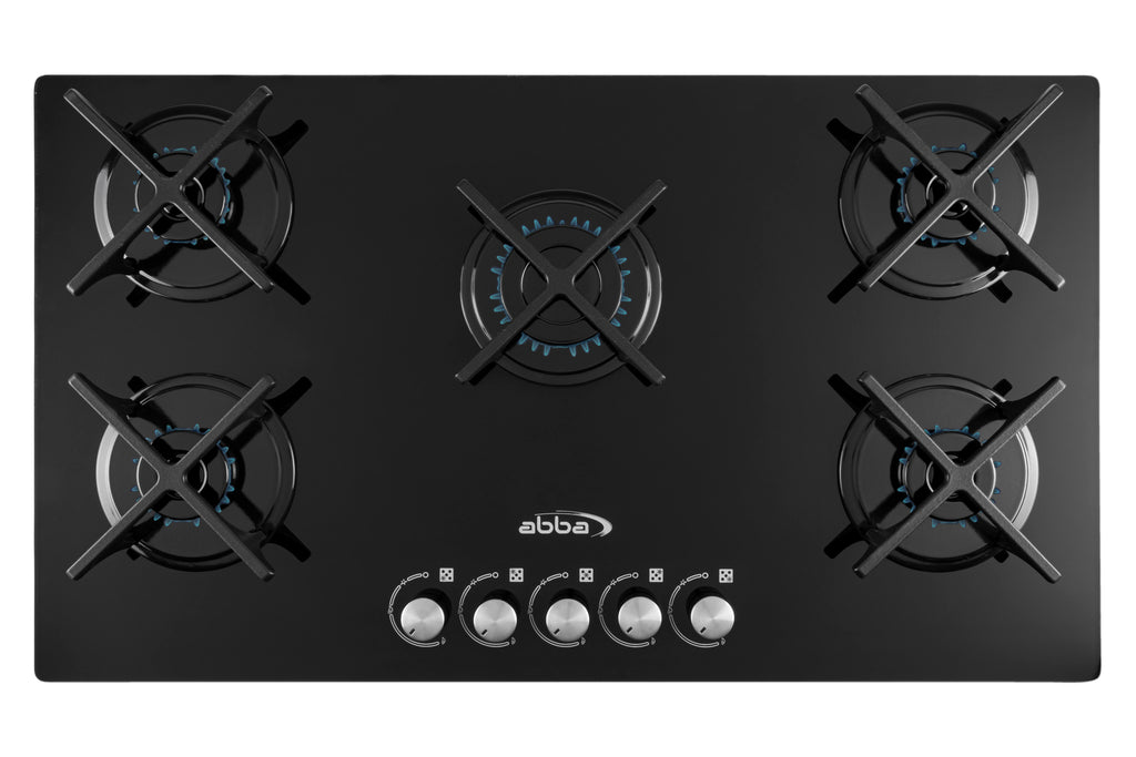 36" Gas Cooktop with Italian SABAF Sealed Burners, 1 Ultra-Fast and 4 Fast – Tempered Glass