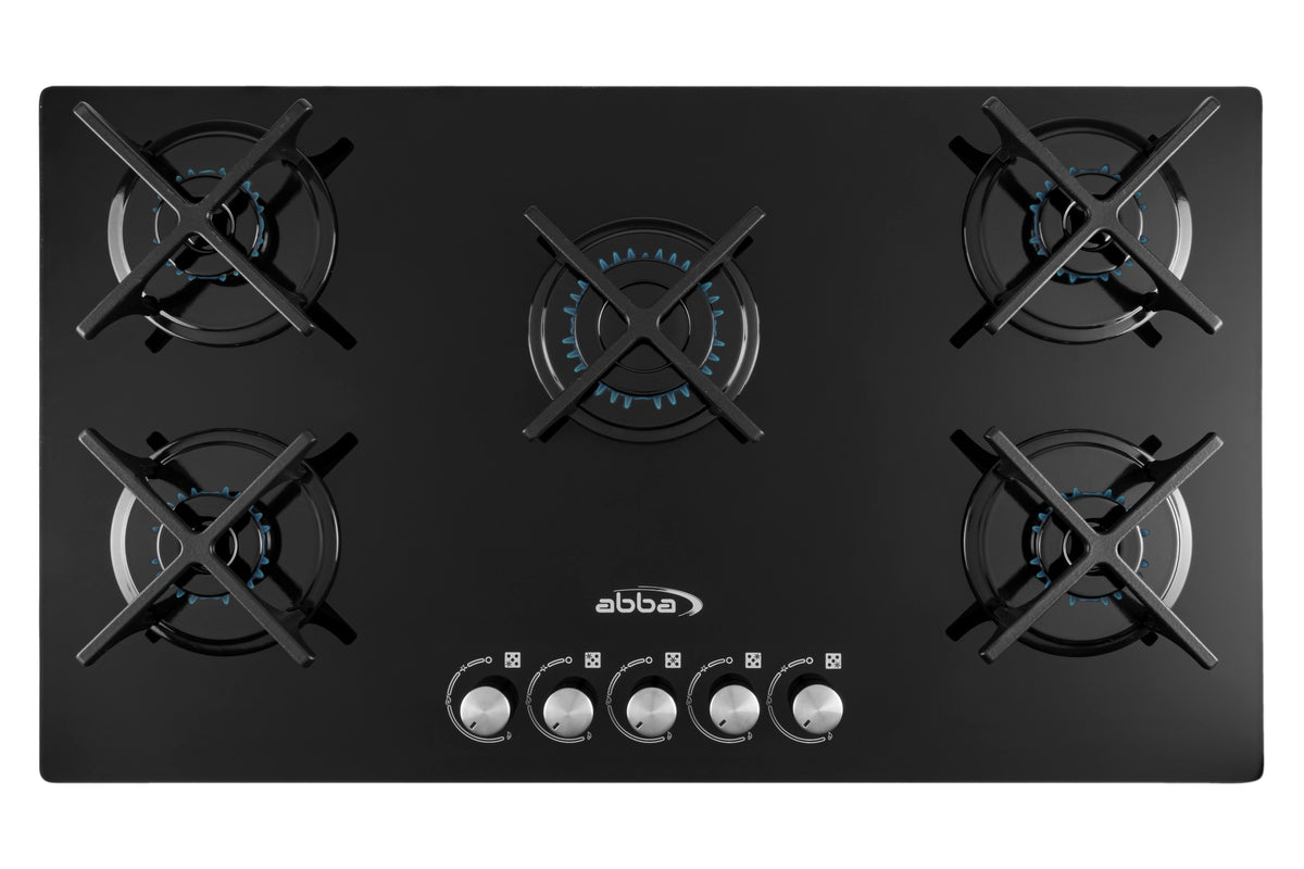 36" Gas Cooktop with Italian SABAF Sealed Burners, 1 Ultra-Fast and 4 Fast – Tempered Glass