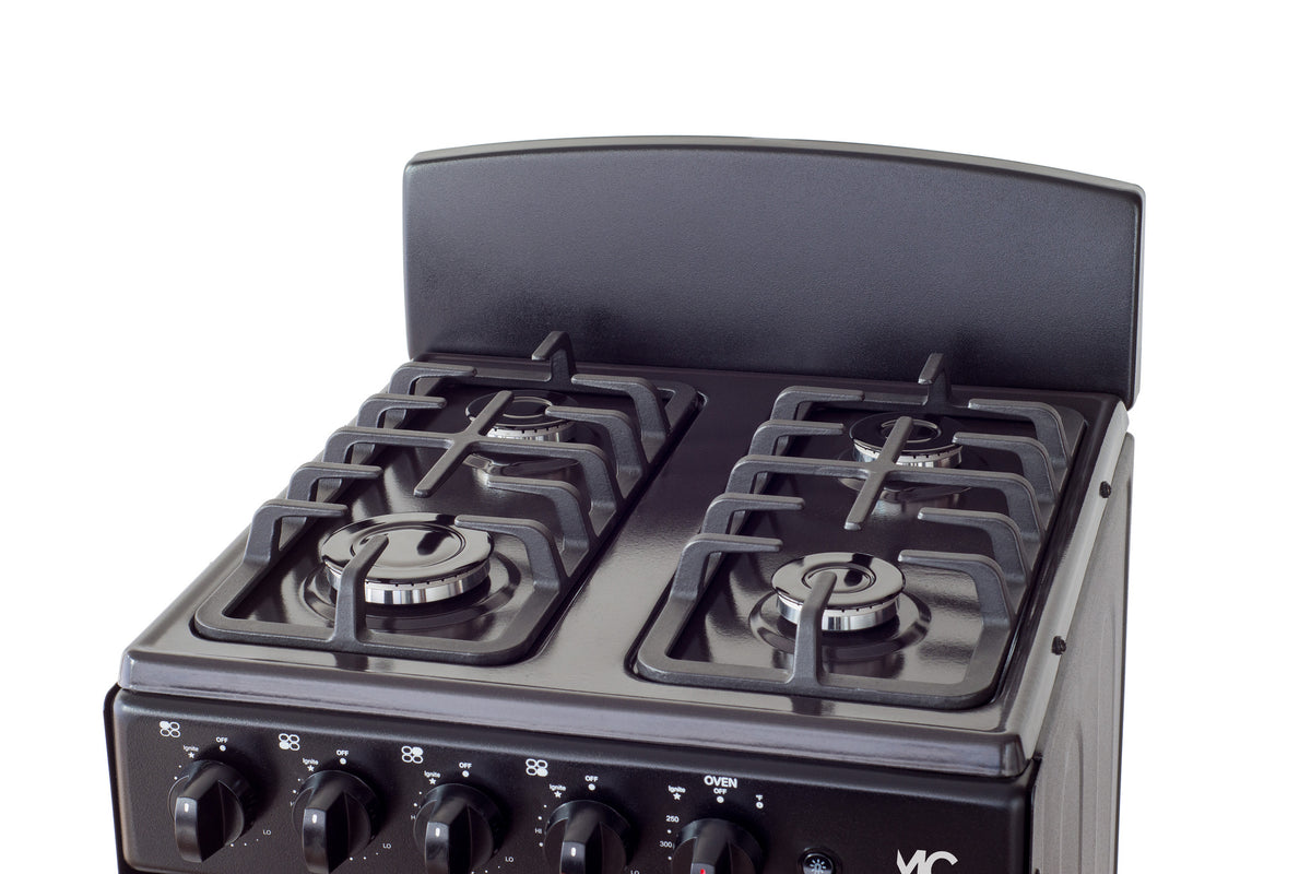 Magnificent Chef 20" Freestanding Gas Range, 2.4 Cu Ft Space Saver Oven, Black | 1 Ultra-Fast & 3 Fast Burners, Cast Iron Grates, LP/NG Ready MGR20DNM54BDIB | Delivery Included & 2-Year Warranty