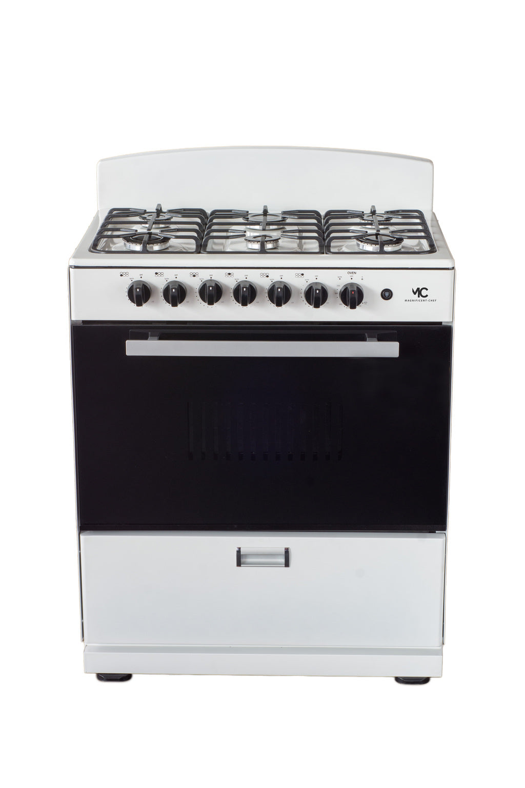 Magnificent Chef 30" Freestanding Gas Range, 4.0 Cu Ft Space Saver Oven, White | 3 Ultra-Fast & 3 Fast Burners, Cast Iron Grates, LP/NG Ready MGR30DNM56WDIB | Delivery Included & 2-Year Warranty