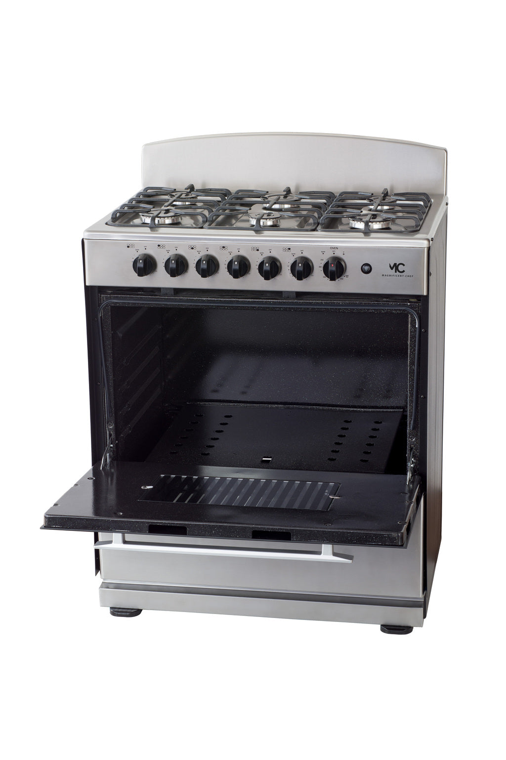 Magnificent Chef 30" Gas Range, 4.0 Cu Ft Space Saver Oven, Stainless Steel | 3 Ultra-Fast & 3 Fast Burners, Cast Iron Grates, LP/NG Ready MGR30DNM56TDIB | Delivery Included & 2-Year Warranty