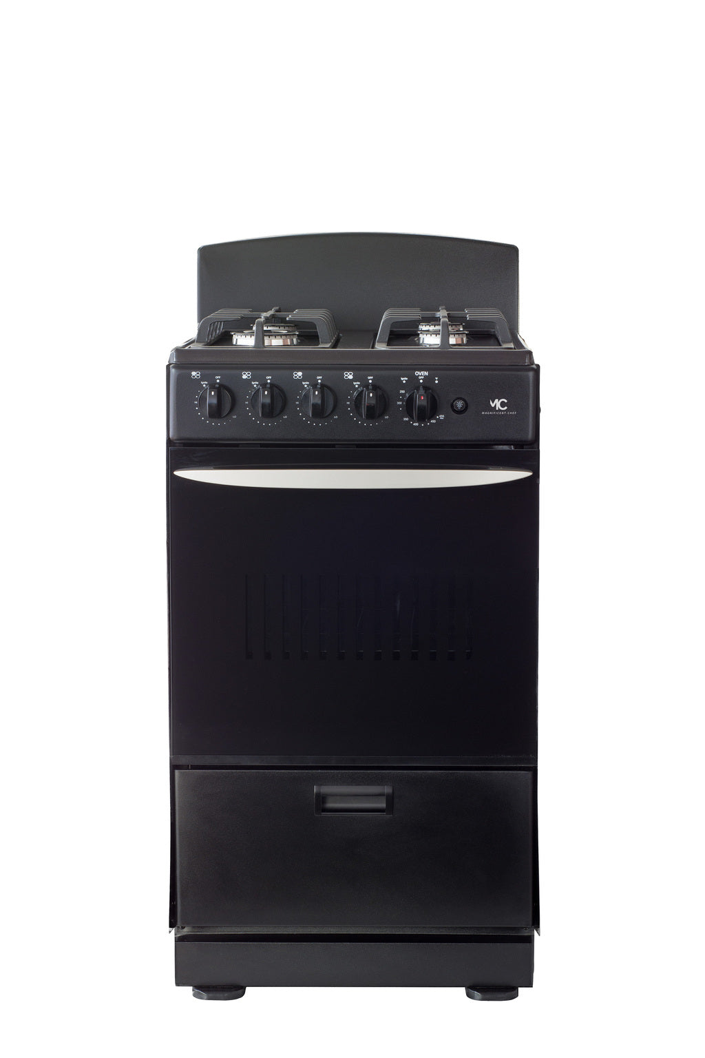 Magnificent Chef 20" Freestanding Gas Range, 2.4 Cu Ft Space Saver Oven, Black | 1 Ultra-Fast & 3 Fast Burners, Cast Iron Grates, LP/NG Ready MGR20DNM54BDIB | Delivery Included & 2-Year Warranty
