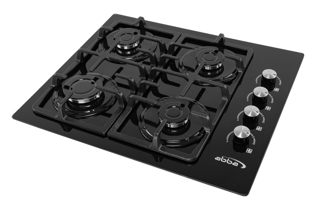 24" Gas Cooktop with Italian SABAF Sealed Burners, 1 Ultra-Fast and 3 Fast – Tempered Glass