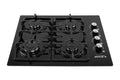 24" Gas Cooktop with Italian SABAF Sealed Burners, 1 Ultra-Fast and 3 Fast – Tempered Glass