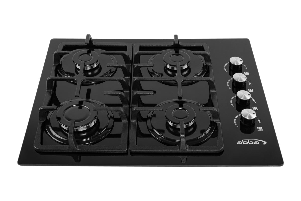 24" Gas Cooktop with Italian SABAF Sealed Burners, 1 Ultra-Fast and 3 Fast – Tempered Glass