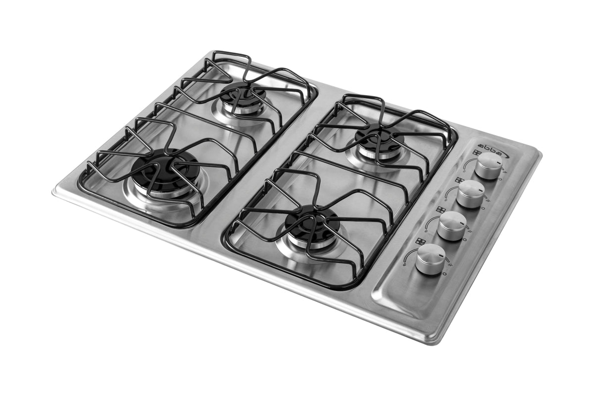 24" Gas Cooktop with Italian SABAF Sealed Burners, 1 Ultra-Fast and 3 Fast – Stainless Steel