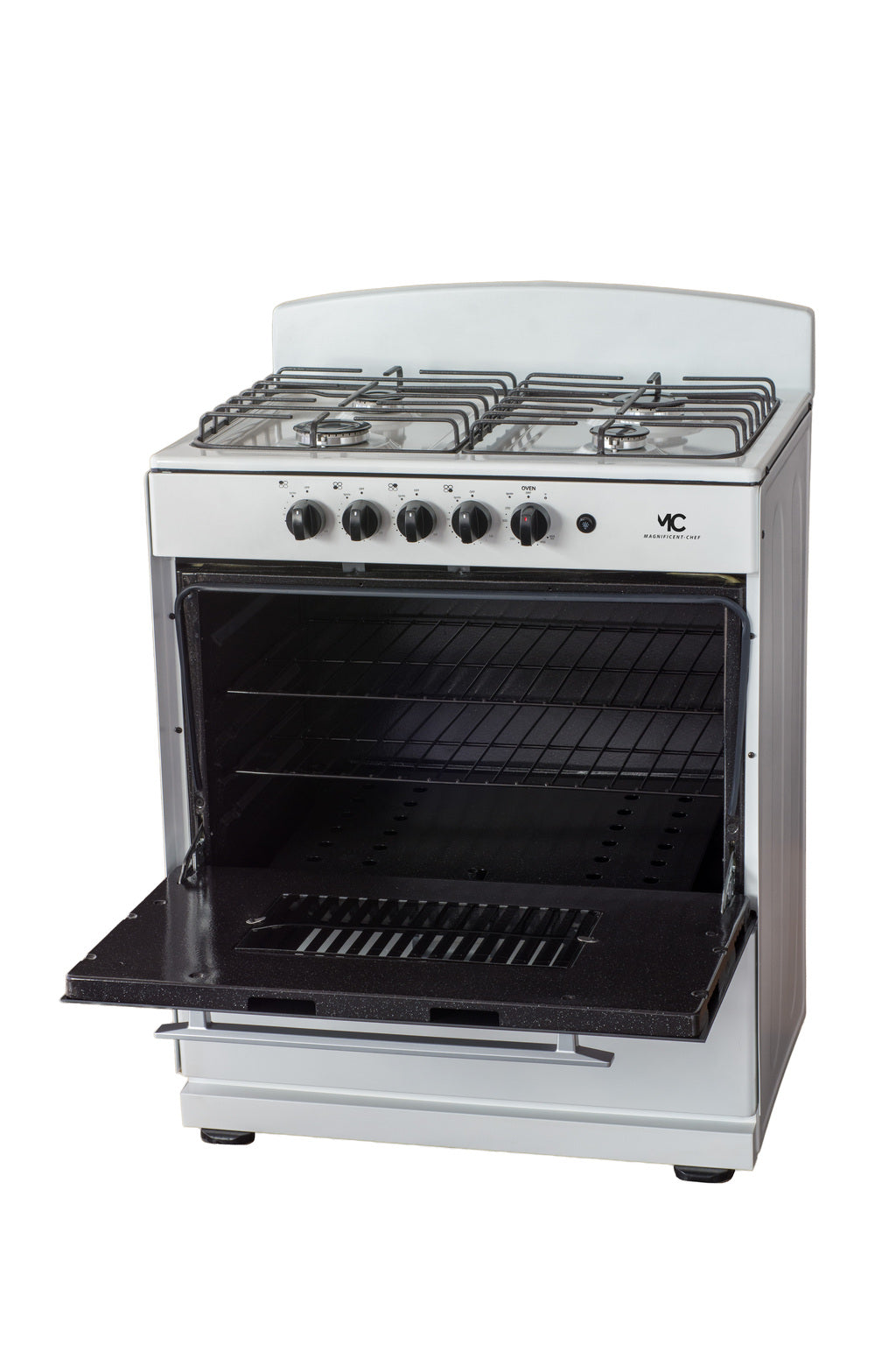 Magnificent Chef 30" Freestanding Gas Range, 4.0 Cu Ft Space Saver Oven, White | 2 Ultra-Fast & 2 Fast Burners, Cast Iron Grates, LP/NG Ready MGR30DNM54BDB | Delivery Included & 2-Year Warranty