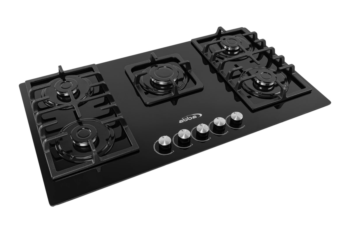 36" Gas Cooktop with Italian SABAF Sealed Burners, 1 Ultra-Fast and 4 Fast – Tempered Glass