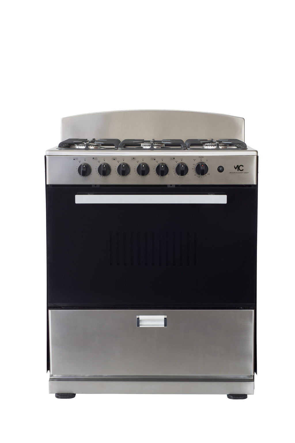 Magnificent Chef 30" Gas Range, 4.0 Cu Ft Space Saver Oven, Stainless Steel | 3 Ultra-Fast & 3 Fast Burners, Cast Iron Grates, LP/NG Ready MGR30DNM56TDIB | Delivery Included & 2-Year Warranty