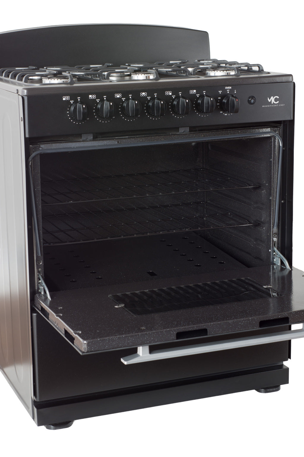 Magnificent Chef 30" Freestanding Gas Range, 4.0 Cu Ft Space Saver Oven, Black | 3 Ultra-Fast & 3 Fast Burners, Cast Iron Grates, LP/NG Ready MGR30DNM56BDIB | Delivery Included & 2-Year Warranty