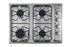 24" Gas Cooktop with Italian SABAF Sealed Burners, 1 Ultra-Fast and 3 Fast – Stainless Steel