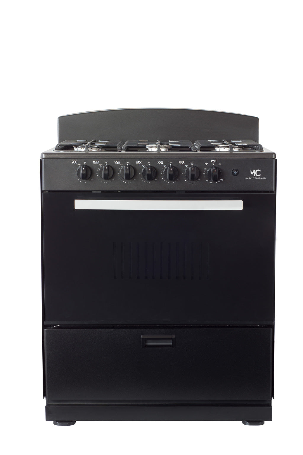 Magnificent Chef 30" Freestanding Gas Range, 4.0 Cu Ft Space Saver Oven, Black | 3 Ultra-Fast & 3 Fast Burners, Cast Iron Grates, LP/NG Ready MGR30DNM56BDIB | Delivery Included & 2-Year Warranty