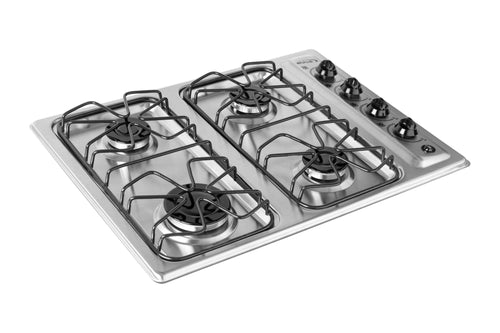 24" Gas Cooktop with Italian SABAF Sealed Burners, 1 Ultra-Fast and 3 Fast – Stainless Steel