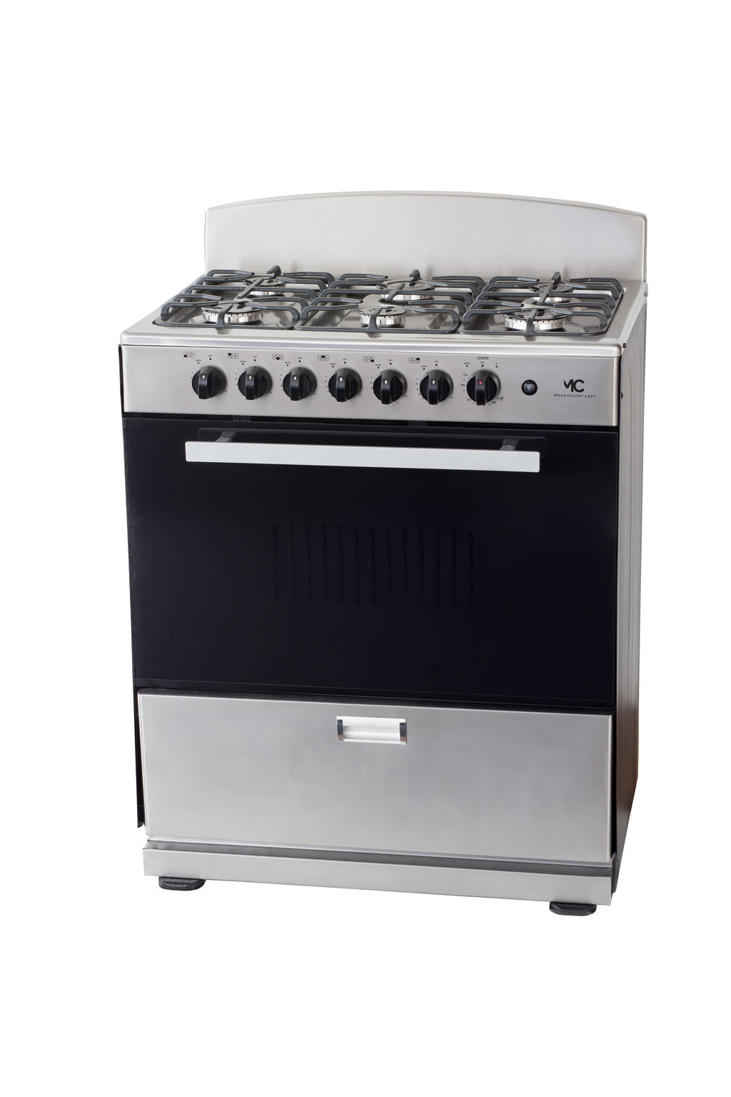Magnificent Chef 30" Gas Range, 4.0 Cu Ft Space Saver Oven, Stainless Steel | 3 Ultra-Fast & 3 Fast Burners, Cast Iron Grates, LP/NG Ready MGR30DNM56TDIB | Delivery Included & 2-Year Warranty