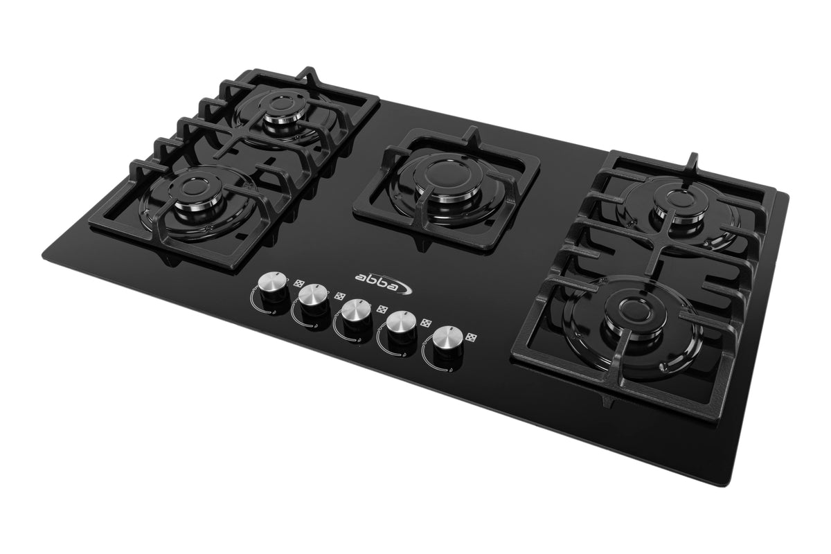 36" Gas Cooktop with Italian SABAF Sealed Burners, 1 Ultra-Fast and 4 Fast – Tempered Glass