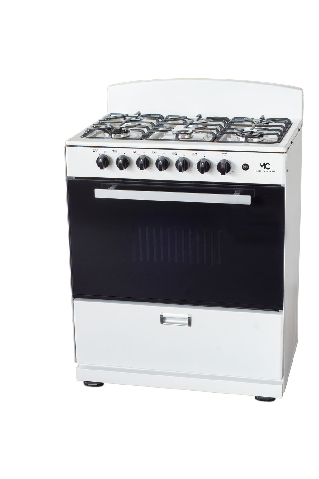 Magnificent Chef 30" Freestanding Gas Range, 4.0 Cu Ft Space Saver Oven, White | 3 Ultra-Fast & 3 Fast Burners, Cast Iron Grates, LP/NG Ready MGR30DNM56WDIB | Delivery Included & 2-Year Warranty
