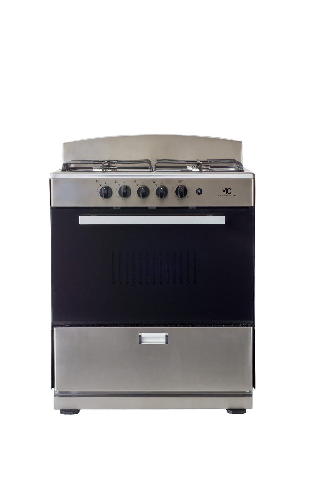 Magnificent Chef 30" Gas Range, 4.0 Cu Ft Space Saver Oven, Stainless Steel | 2 Ultra-Fast & 2 Fast Burners, Cast Iron Grates, LP/NG Ready MGR30DNM54TDB | Delivery Included & 2-Year Warranty
