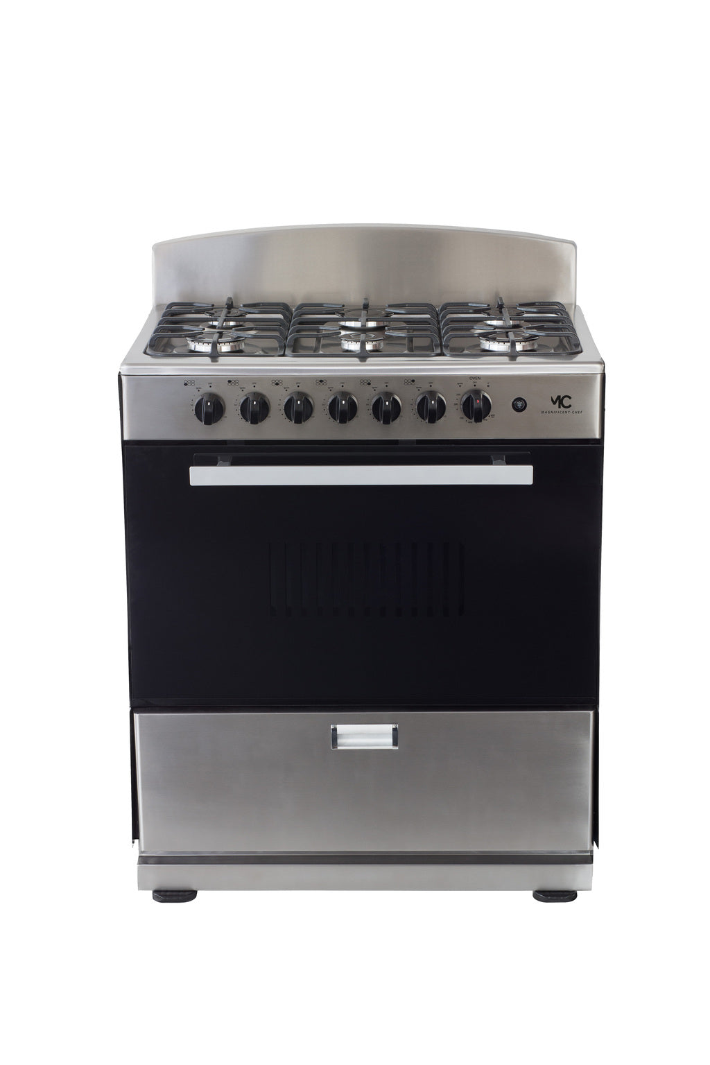 Magnificent Chef 30" Gas Range, 4.0 Cu Ft Space Saver Oven, Stainless Steel | 3 Ultra-Fast & 3 Fast Burners, Cast Iron Grates, LP/NG Ready MGR30DNM56TDIB | Delivery Included & 2-Year Warranty