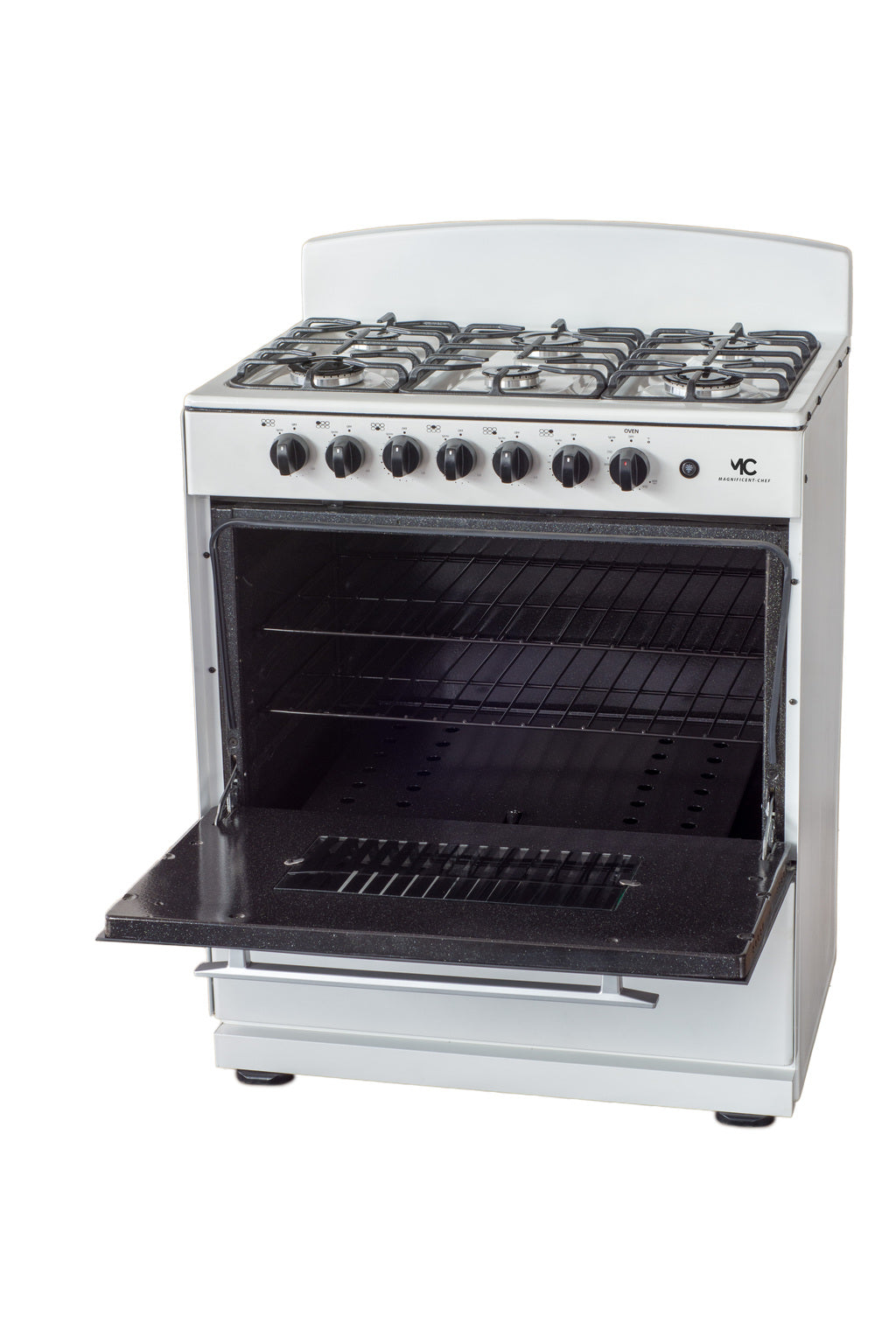 Magnificent Chef 30" Freestanding Gas Range, 4.0 Cu Ft Space Saver Oven, White | 3 Ultra-Fast & 3 Fast Burners, Cast Iron Grates, LP/NG Ready MGR30DNM56WDIB | Delivery Included & 2-Year Warranty
