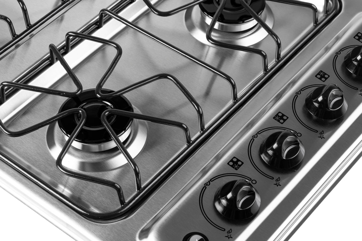 24" Gas Cooktop with Italian SABAF Sealed Burners, 1 Ultra-Fast and 3 Fast – Stainless Steel