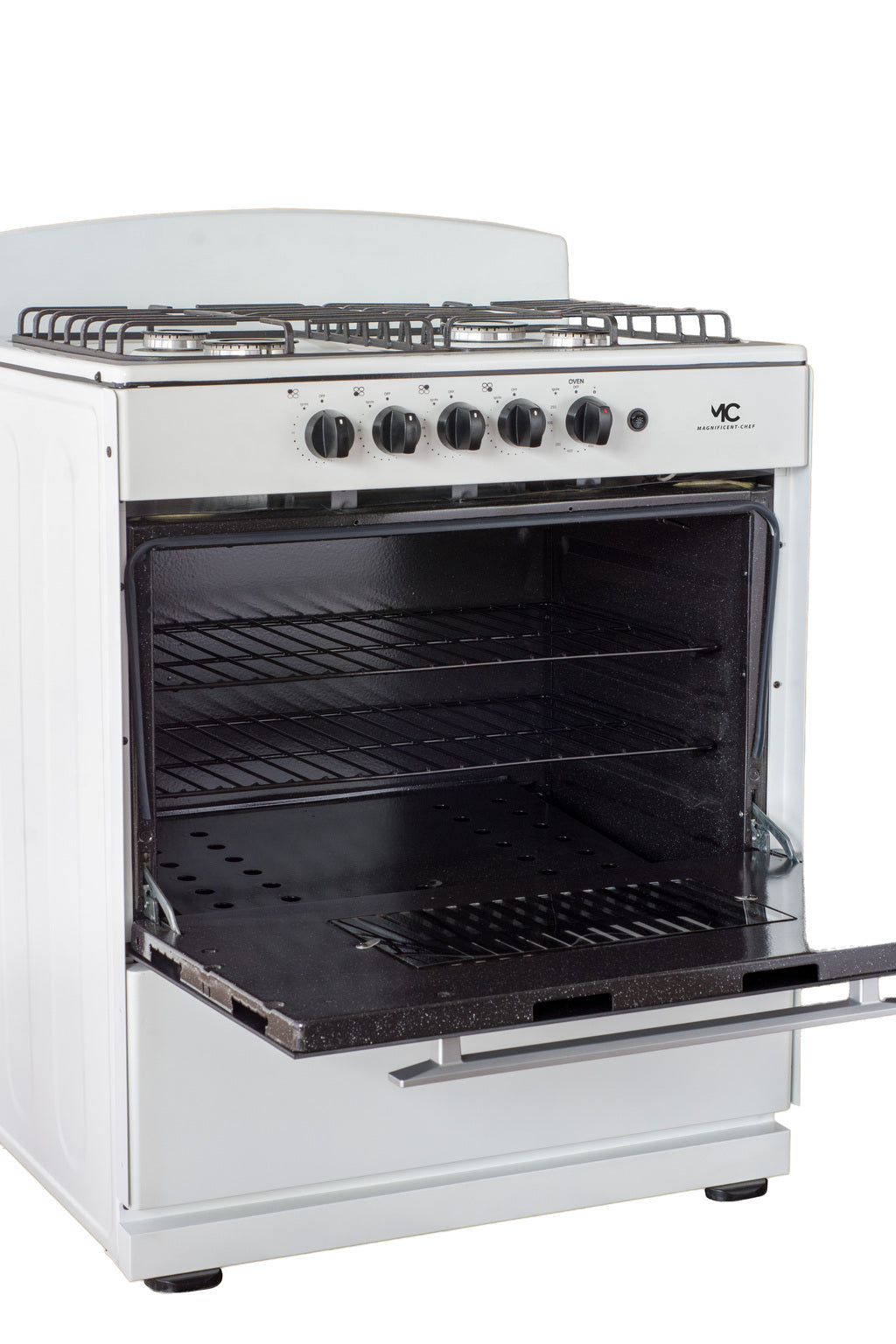 Magnificent Chef 30" Freestanding Gas Range, 4.0 Cu Ft Space Saver Oven, White | 2 Ultra-Fast & 2 Fast Burners, Cast Iron Grates, LP/NG Ready MGR30DNM54BDB | Delivery Included & 2-Year Warranty