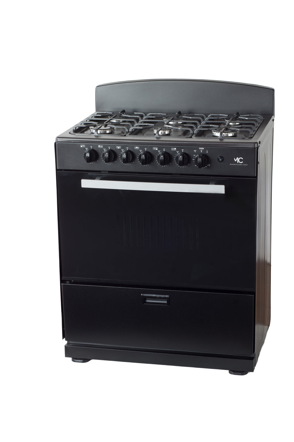 Magnificent Chef 30" Freestanding Gas Range, 4.0 Cu Ft Space Saver Oven, Black | 3 Ultra-Fast & 3 Fast Burners, Cast Iron Grates, LP/NG Ready MGR30DNM56BDIB | Delivery Included & 2-Year Warranty